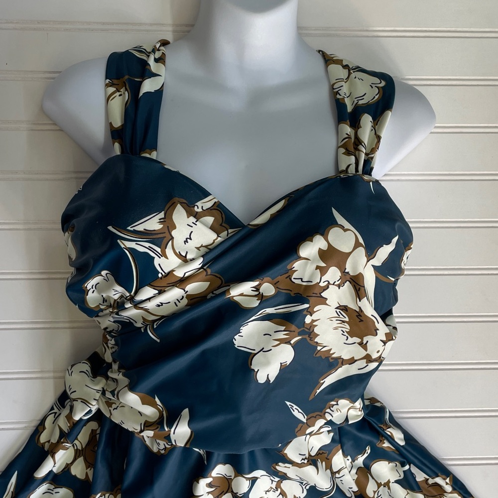 Cocopear Teal Floral Printed Body Shaping Swimdress